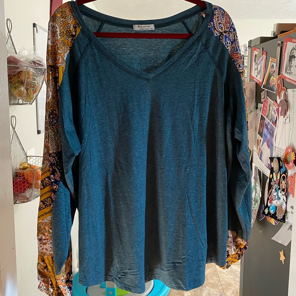 Teal Long sleeve blouse
